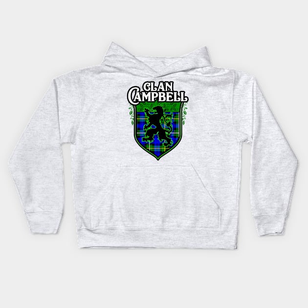 Clan Campbell Scottish Rampant Lion Kids Hoodie by Celtic Folk